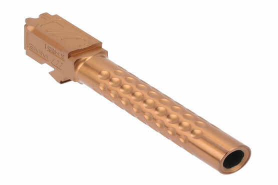 Zev Technologies Glock 17 Optimized Match Barrel for gen 5 models features a bronze finish